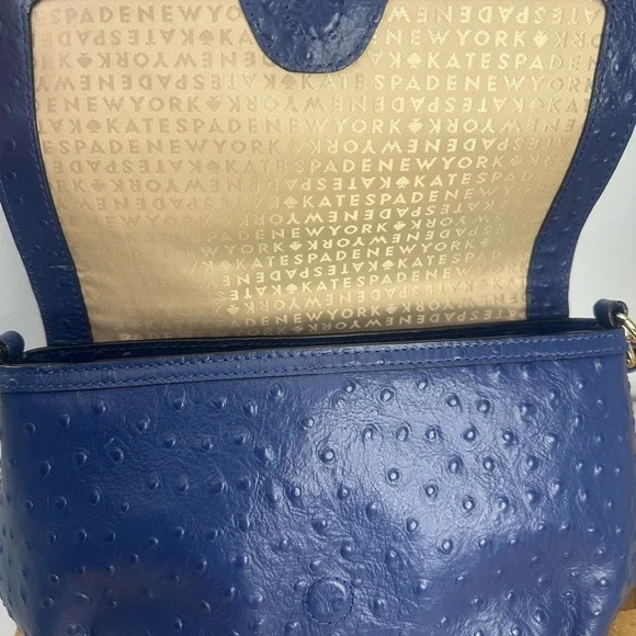 Kate Spade ♠️ Joleen charm City Ostrich Leather flap bow shoulder bag. - Picture 5 of 8